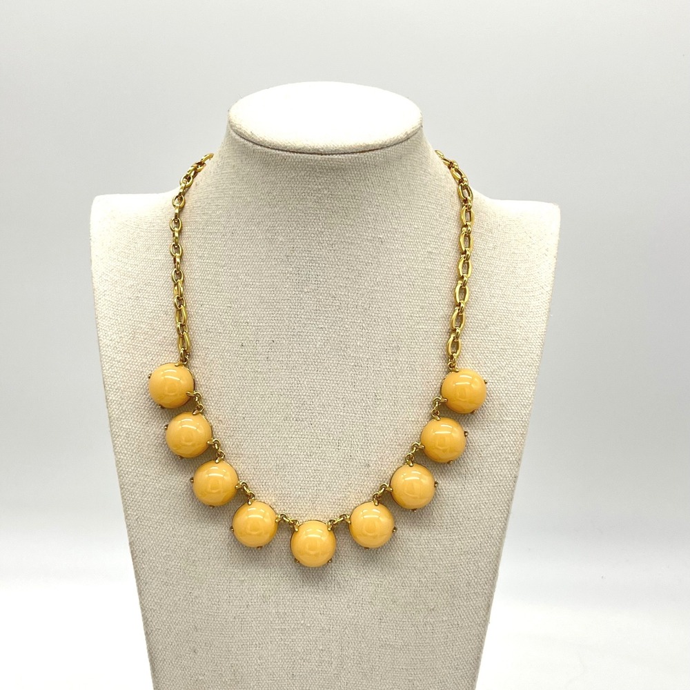J.Crew Yellow Cabochon Statement Necklace Gold‎ Tone Link Chain New with Bag